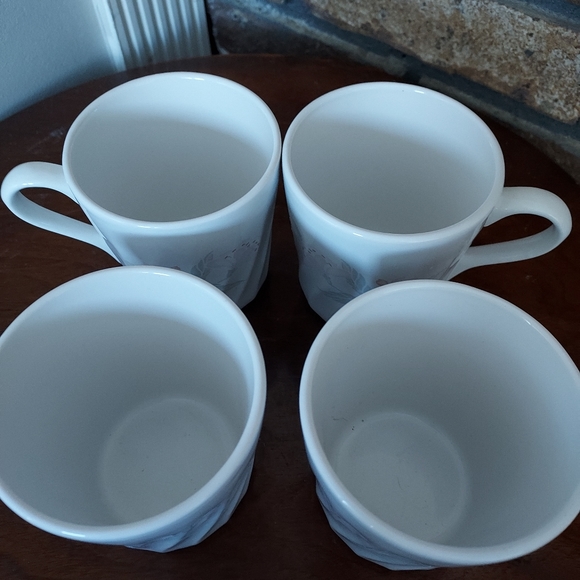 Corelle Coordinates Corning Pink Trio Coffee Mugs White Swirl Pink Flowers Set 4 - Picture 10 of 10